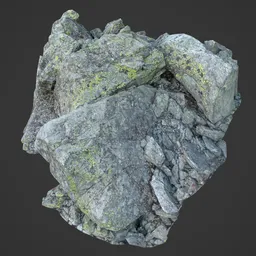 Realistic 3D model of moss-covered alpine boulders for Blender, perfect for virtual environments.