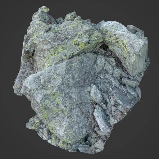 Realistic 3D model of moss-covered alpine boulders for Blender, perfect for virtual environments.