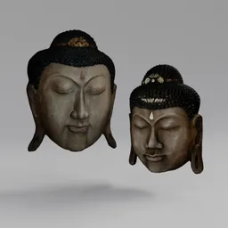 Wooden Decorative Masks Duo