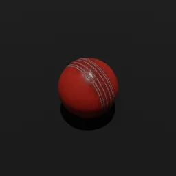 Detailed red leather cricket ball 3D model with prominent seam, optimized for Blender rendering.