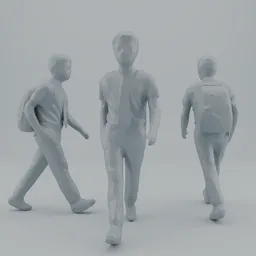 Low Poly Boy Walking with Tie