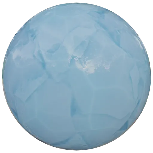 High-resolution Stylized Ice PBR material with reflective blue tint for 3D modeling in Blender and similar software.