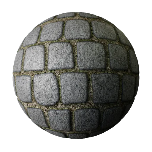 2K PBR cobblestone texture for realistic floor rendering, suitable for Blender 3D and other PBR-compatible applications.
