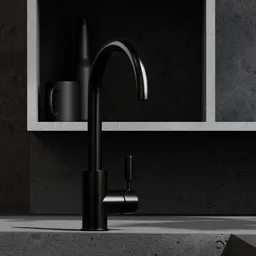 Detailed 3D render of modern kitchen faucet, compatible with Blender, showcasing sophisticated design and realism.