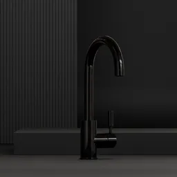 Detailed 3D render of modern kitchen faucet, compatible with Blender, showcasing sophisticated design and realism.