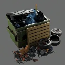 Garbage bin and trashes