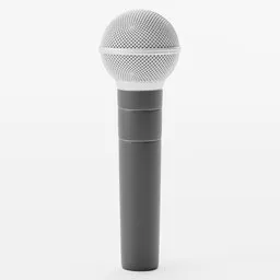 Detailed 3D rendering of a handheld microphone model compatible with Blender software.