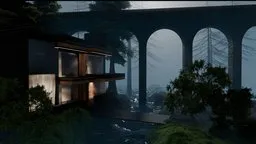 House and Bridge in forest
