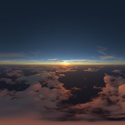 High-altitude clouds with sunset glow, perfect for scene lighting, 8K 32-bit HDRi skydome.