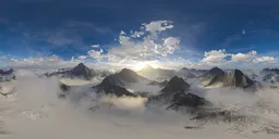 Aerial Mountains Sunny Cloudy Day