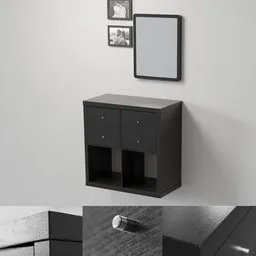 "IKEA Spaceo Kub Cabinet - a sleek and streamlined 3D model for Blender 3D. Featuring a monochrome design, high resolution detailing, and a size of 70x70x32, this shelving model is perfect for modern interiors. Created by August Lemmer and available on BlenderKit."