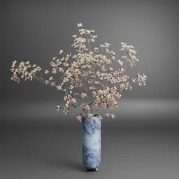 Peach Blossom Branches in Vase