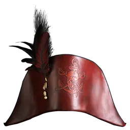 "Highly-detailed low-poly Pirate Hat 3D model for Blender 3D with hand-painted feather texture and optimized topology. Perfect for visual productions such as broadcasting, high-res film close-ups, and gaming with accurately sized geometry, named objects for easy rigging and animation, and fully unwrapped UVs. Render-ready with no extra plugins required."