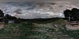 High-resolution Germany Field HDR for realistic lighting in 3D scenes with cloudy sky and grassland.