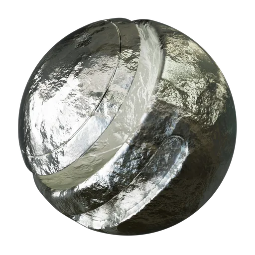 Highly detailed crumpled aluminum foil texture for 3D modeling, PBR ready.