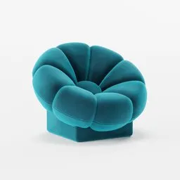 Velvet-textured 3D-rendered curved sofa with color gradient, optimized for Blender 3D modeling.