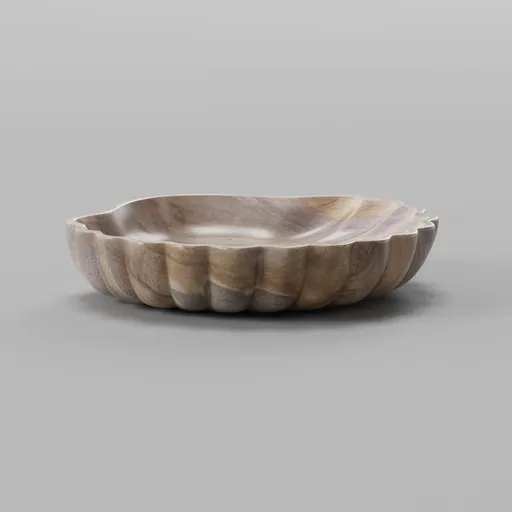 Carved Wooden Shallow Bowl
