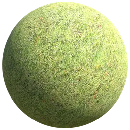 High-resolution tileable PBR lush grass texture with leaves for 3D modeling and rendering, suitable for Blender and other 3D applications.