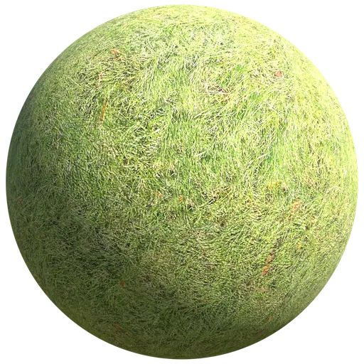 High-resolution tileable PBR lush grass texture with leaves for 3D modeling and rendering, suitable for Blender and other 3D applications.