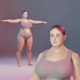 Plus Size Female Body Base Mesh Character - Semi Realistic - Rigged (Rigify)
