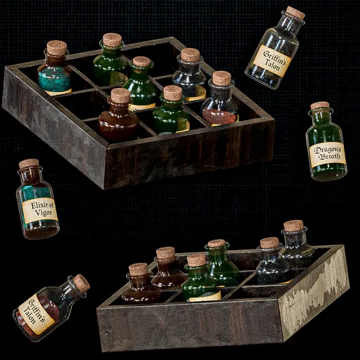 Potion Tray with Bottles