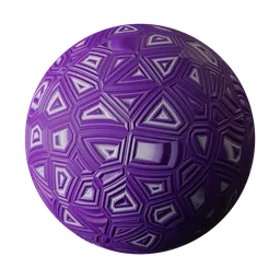 Intricate purple geometric pattern for PBR 3D material with raised crystalline structure effect suitable for fx in Blender.
