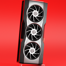 "Rx 6900 xt: High-end 3D model representing the top-tier graphics card in the AMD 6000 series. Black and silver computer tower with two fans, inspired by Charles Fremont Conner and Frederick Lord Leighton. Rendered in RTX with striking red colors. Perfect for Blender 3D enthusiasts and hardware component visualizations."