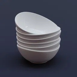 Porcelain White Curved Bowl Set