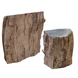 Realistic 3D model of a halved tree trunk with detailed texture, optimized for Blender.