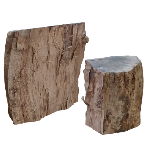 Realistic 3D model of a halved tree trunk with detailed texture, optimized for Blender.