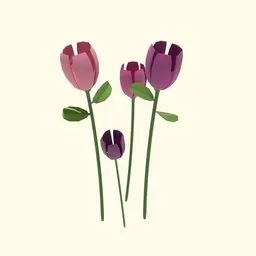 Low Poly Purple Tulips