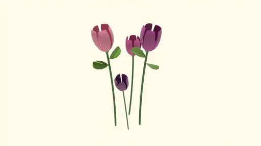 Low Poly Purple Tulips