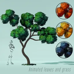 Cartoon style curved tree