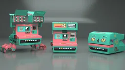 Detailed 3D model of a vintage Polaroid camera with animation rig and particle effects, 31000 triangles, Blender compatible.