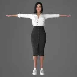 Woman Business Skirt Outfit Rigged