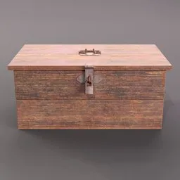 "Vintage wooden box with metal lock, perfect for game assets or render props in living room scenes. Lowpoly 3D model created in Blender 3D." This alt text incorporates the keywords "vintage wooden box," "3D model," "Blender 3D," "lowpoly," and "game asset" while providing a brief and descriptive explanation of the model.