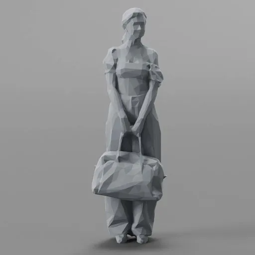 Lowpoly Casual Young Woman Standing