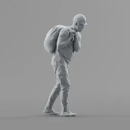 Lowpoly Construction Worker Walking