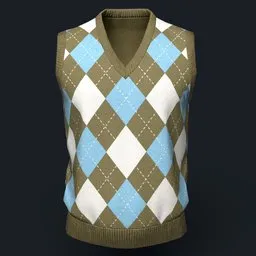 Olive Green Argyle Knit Vest