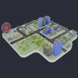 A small town. City. Playground