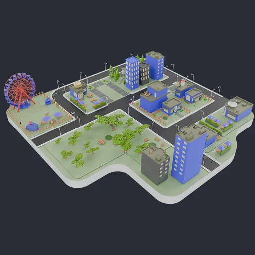 A small town. City. Playground