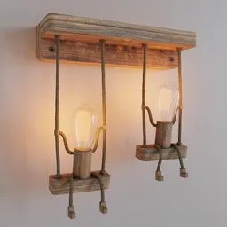 "Rustic decorative lamp and flowers on wooden shelf, rendered in Blender 3D. Created by Helen Thomas Dranga, with a wiry design and DIY feel. Perfect for cottage, hippie, or naturalist decor."