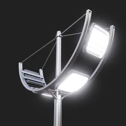 Detailed 3D rendering of a modern tall street lamp, suitable for Blender exterior scenes.