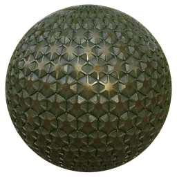 3D PBR distressed sci-fi metal texture with hexagonal star pattern for Blender material library.
