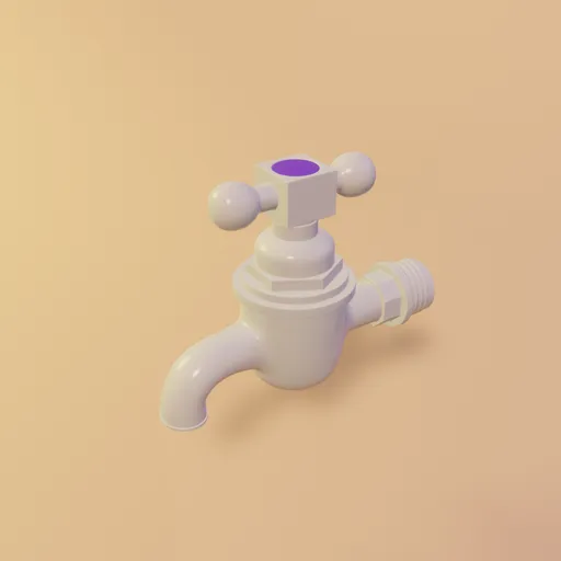 3D PVC water tap model designed for rendering in Blender 3D with detailed texture and realistic shading.