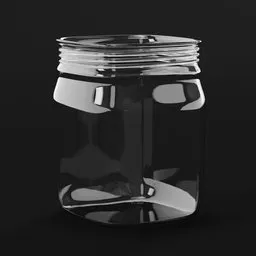 Realistic 3D rendered glass jar model for Blender, showcasing reflections and refractions, suitable for bar and restaurant scenes.