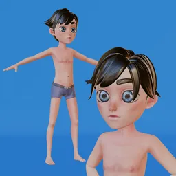 Stylized Cartoon Kid Boy Character - Rigged (Rigify)
