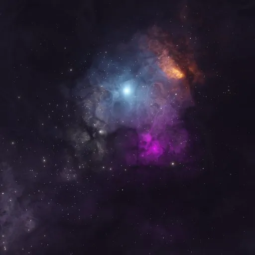 Colorful rendered nebula scene with volumetric lighting for 3D modeling and Blender projects.