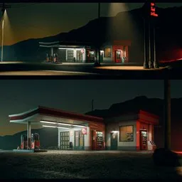 Cinematic Desert Gas Station