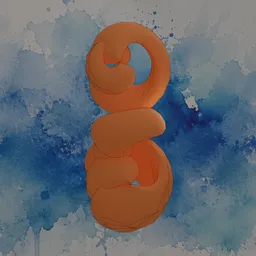 Stylized Orange Coil with Watercolor